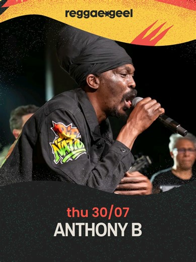 FIRE PON ROME INCOMING 🔥Anthony B is pulling up to Reggae Geel with pure conscious heat — fast bars, big energy, and a message that cuts through the noise. Frontline reggae for the people. Fire for the heart and soul ❤️🫶🏽 For this special showcase, Anthony B will be joined on stage by Costa Rican sensation Toledo. Gold Stage • THU 30/7