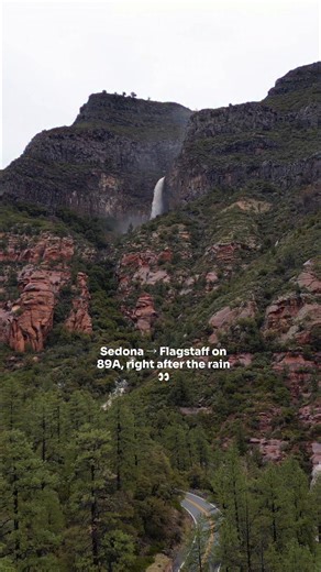 This is one of those special moments that stays with you - seeing this waterfall suddenly appear after heavy rain in the area. Have you ever seen it flowing like this before? #SedonaArizona #scenicdrive | Selma_explores