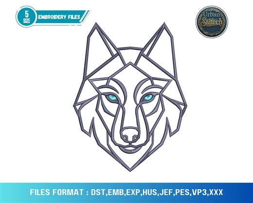 Geometric Wolf Head Embroidery Design | Animal Silhouette Pattern (digital Download) - Etsy