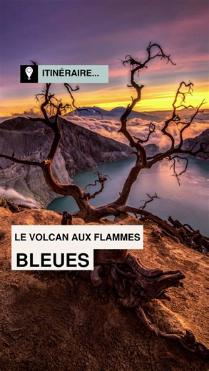 Direction l'est de Java, en Indonésie, pour découvrir le Kawah Ijen, l'un des rares endroits au monde où l'on peut observer des flammes bleues 🌋 Le phénomène n'a rien de la lave : ce sont des gaz sulfurés qui s'enflamment au contact de l'air, à près de 600°C, visibles uniquement de nuit. L'ascension démarre vers 1h du matin, lampe frontale et masque à gaz sur le visage, jusqu'à 2 386 m d'altitude 🔦 Au lever du soleil, le cratère dévoile le plus grand lac acide du monde, d'un turquoise irréel, 
