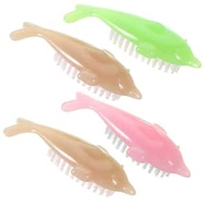 Ipetboom Dolphin Nail Brush: 4pcs Handle Grip Fingernail Brush Foot Scrub Nails Toes Scrubber Manicure Tools for Hand Cleaning, Ideal for Home and Salon Use, Random Color