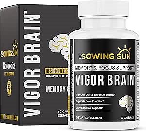 Vigor Brain Premium Nootropic Supplement – Concentration, Brain & Memory Support – Formulated with 40 Unique Nootropic Ingredients: DMAE, Choline, Phosphatidylserine, Bacopa Monnier & Huperzine A (1)