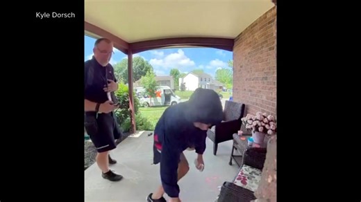 Thief caught stealing a package before the delivery driver leaves the porch