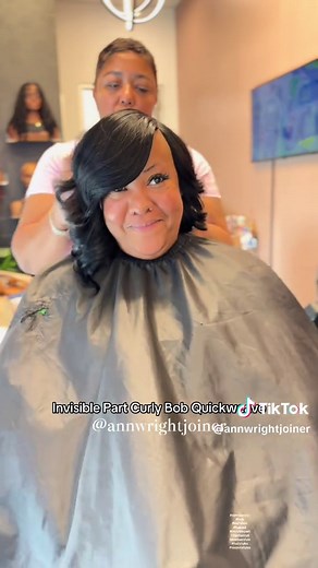 Invisible Part Curly Bob Quickweave Transformation