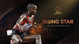 "I’d like to congratulate all the winners of the awards and again, I’d like to say thank you to my fans around the world and my coach Bernard Rono-Kalyet and the people managing me." #WorldAthleticsChamps 3000m steeplechase bronze medallist Faith Cherotich is your Female Rising Star of the Year ✨ #AthleticsAwards | World Athletics