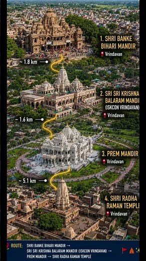 4 Divine Temples of Vrindavan 🙏 | Must-Visit Krishna Temples | Vrindavan Travel Shorts #shortsfeed