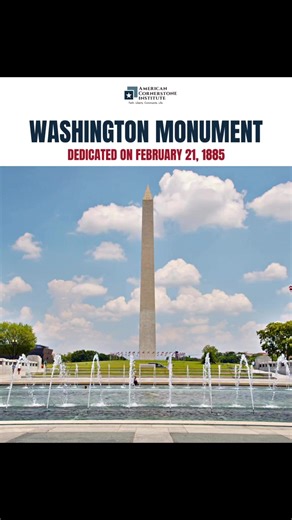 1.3K views · 39 reactions | •On this day in history• February 21, 1885, the Washington Monument was dedicated in Washington, D.C. in honor of America’s 1st President. Although the cornerstone was laid in 1848, years passed where completion of the monument was put on hold due to funding the project and the Civil War in America. | American Cornerstone Institute | Facebook