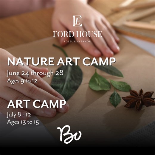 Register for one of our five-day art camps this summer! 🌿 Nature Art Camp (June 24-28, ages 9 to 12) 🖼 Art Camp (July 8 - 12, ages 13 to 15) Each camp runs from 1-3:30 p.m. for five days. Under the guidance of experienced instructors, each day will unveil a new adventure and the creation of new art. Book today: https://www.fordhouse.org/events/ | Ford House