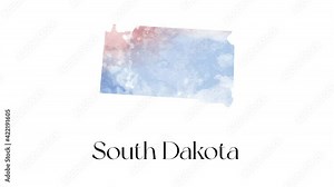 Watercolor animated map showing the state of south Carolina from the united state of American. 2d map of south Carolina.