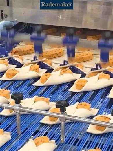 Just fold it: 🥐 Pastry, 🍕 Pizza, 🍞 Bread With our solutions, you can automate folding and shaped filling across a wide range of formats, from 1-, 2- and 4-fold products to star & diamond shapes and many other shapes. Depending on your product, fillings can be applied in various patterns: two-point, four-point, circular, square, rectangular, and triangular, as well as cheese-stuffed filling. Added value: High-speed automation, up to 40,000 products/hour (depending on configuration) Flexible eq