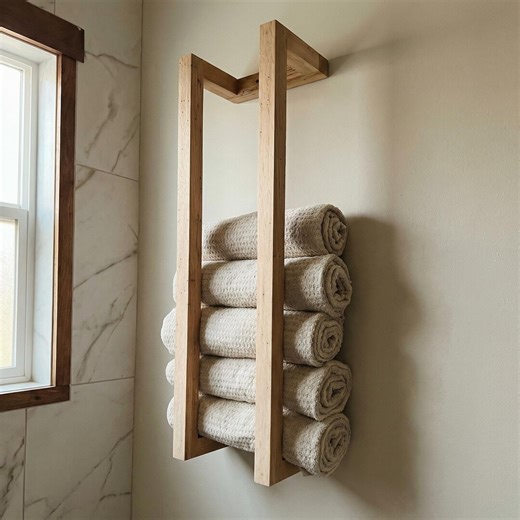 Wooden Towel Ladder Wall Mounted, Bathroom Towel Rack, Solid Wood Towel Holder, Modern Bathroom Storage, Minimalist Decor - Etsy