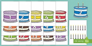 Counting Candles Birthday Cake and Candles Cut-Outs