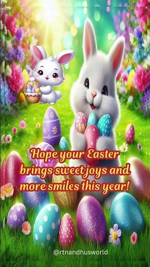 Happy Easter Wishes 🐰 | Cute Bunny, Colorful Eggs & Spring Joy 2025