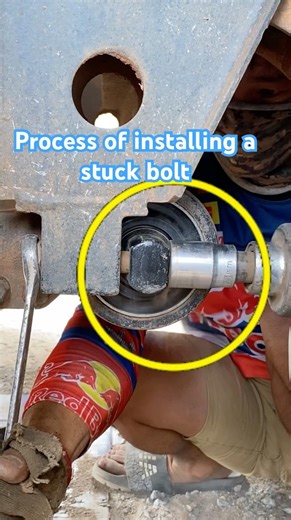 Process of installing a stuck bolt. #tools #tips #machine #asmr #repair #skills #shorts