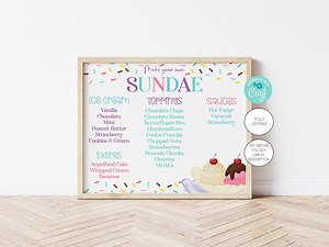 Fully Editable Make Your Own Sundae Sign Template, Ice Cream Party Decorations, Ice Cream Sign, Sundae Toppings, Corjl, Printable, Digital - Etsy