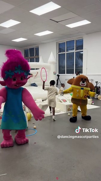 Name this duo 😂❤️ #suitup #mascot #mascotdancing #mascotperformer