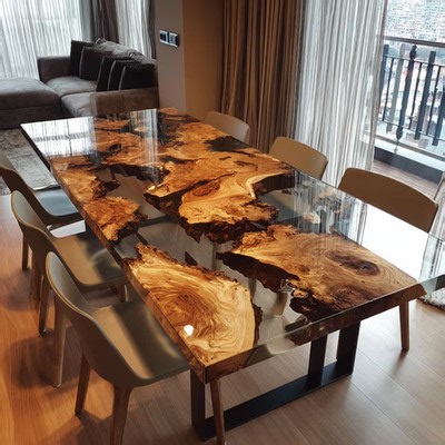 Epoxy River Table - Walnut Dining Table - Handmade Live Edge Wood Table - Custom | eBay