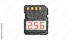 Animated Pixel icon. Memory card for storing information. Micro card for copying and transferring data. Simple retro game looped video isolated on white background