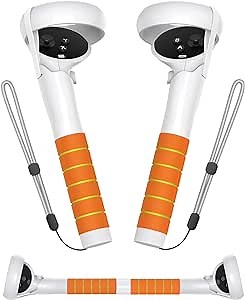Amavasion VR Game Handle Accessories Compatible with Meta/Oculus Quest 2 Hand Controllers,for Beat Saber Gorilla Tag Long Arm Extenders, Enhance VR Game Experience-Orange/Orange