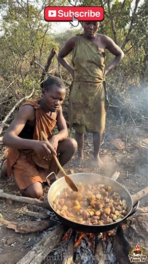 Honey-Coated Wild Meat Cooking 🔥 | Hadzabe Food Preparation #Shorts #PrimitiveFeastTV