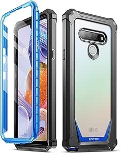 Poetic Guardian Series Case Designed for LG Stylo 6, Full-Body Hybrid Shockproof Bumper Cover with Built-in-Screen Protector, Blue/Clear