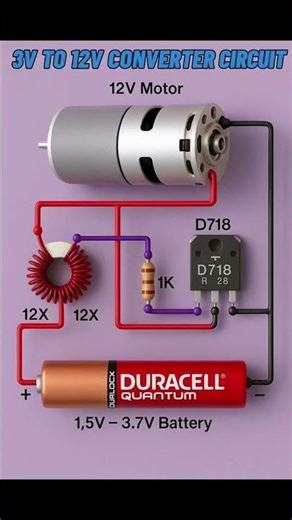 3V to 12V Boost Converter Circuit | Run a 12V Motor from a 1.5V/3.7V Battery!