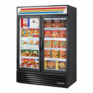 True GDM-49F-FLX-HC~TSL01 54 1/8" Black Glass Door Merchandiser Convertible Refrigerator / Freezer