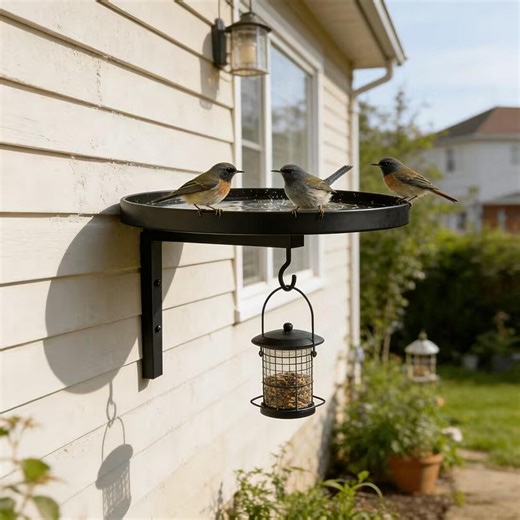 Bird Bath With Feeder Outdoor, Metal Hanging Bird Feeder Bath Combo, Wall Mounted Bird Bath Tray, Garden Patio Yard Bird Feeding Station - Etsy