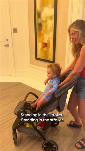 He refused to sit in the stroller… so standing it was 😂 At least I got my deep squats in carrying him and all the beach gear back from the sand!