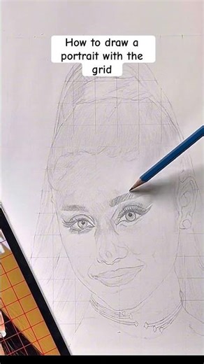 How to draw a portrait with the grid. #portraitart #howtodraw #youtubeshorts