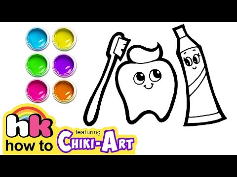 How to Draw A Toothbrush And Toothpaste | Simple Drawing For Kids | Chiki Art | HooplaKidz How To