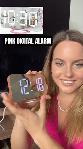 Pink Digital Alarm Clock for Girls, Large LED Mirror Display,2 USB Modern Clocks for Bedroom Pink |