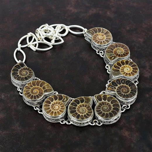 Ammonite Fossil Necklace: Handmade 925 Sterling Silver Vintage Jewelry - Etsy