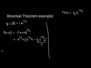 Differentiation by first princple and binomial theorem (MATHEMATICS N4)
