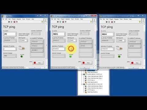 LabVIEW code: TCP/IP sender and receiver and "TCP ping" application (expected results)