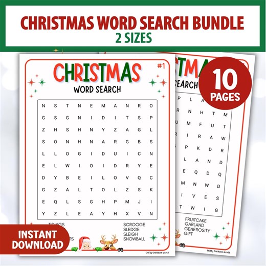 Christmas Word Search Bundle for Kids, Reading Challenge, Winter Worksheets, Screen Free Activities, Classroom Holiday Activity - Etsy