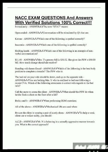 Latest NACC EXAM QUESTIONS And Answers With Verified Solutions 100 Correct free video