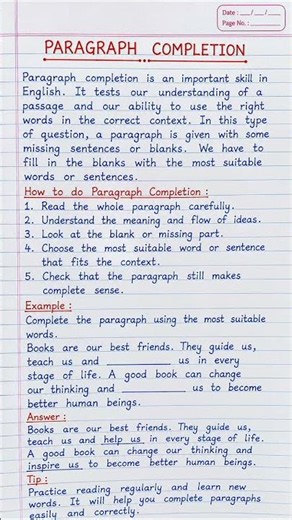 Paragraph Completion | English Writing Practice