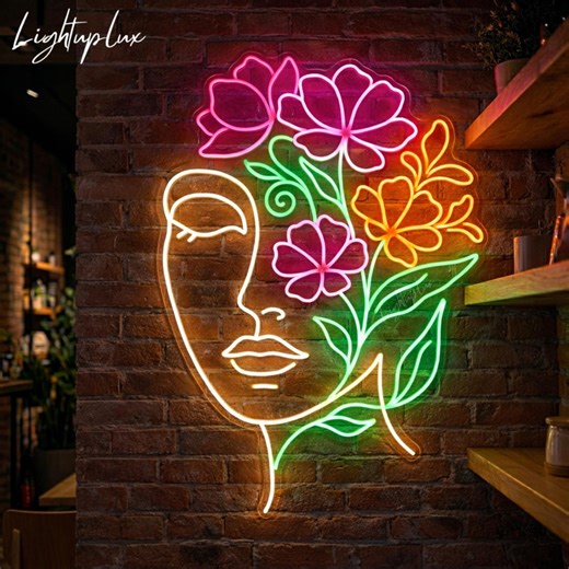 Abstract Face Neon Sign, LED Wall Art for Beauty Salon Decor, Aesthetic Neon Light, Gift for Spa or Makeup Studio - Etsy