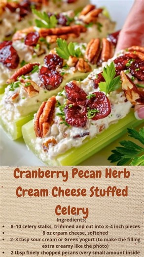 Cranberry Pecan Herb Cream Cheese Stuffed Celery | Cakecrafted Recipes