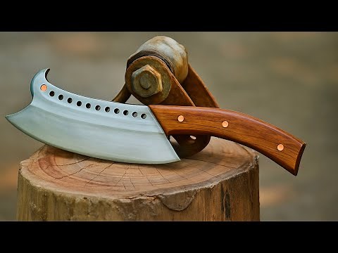 Forging a Butcher Meat Chopper Knife from an Old Leaf Spring! 🔥🗡️