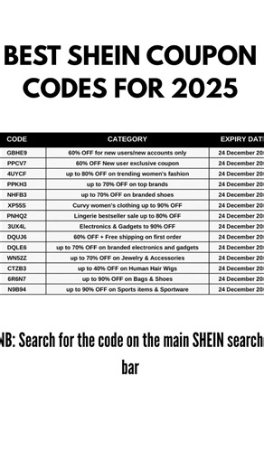 WORKING SHEIN COUPON CODES FOR 2025 #sheinpromo #sheindiscountcode #sheincode