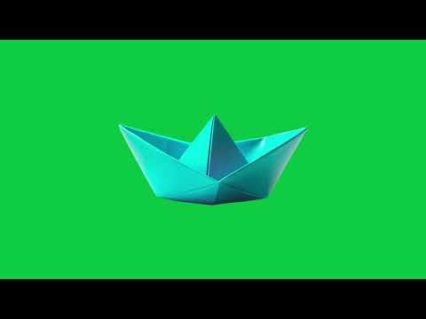 Blue Paper Boat Floating in Minimal White Space Animation | Green Screen