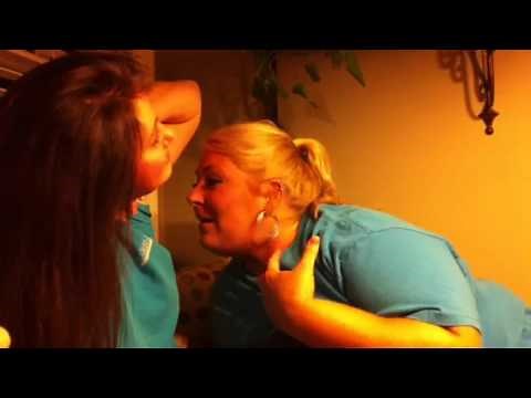 Courtney smelling Rachel's arm pits