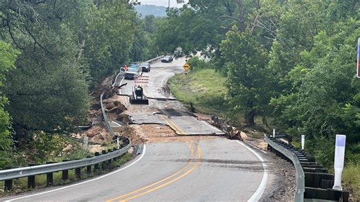 Flooding damages road from Lago Vista to Marble Falls