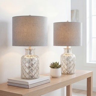 JONATHAN Y Artichoke 24.5" LED Glass Table Lamp, Mercury Silver (Set of 2) - Bed Bath & Beyond - 35681235