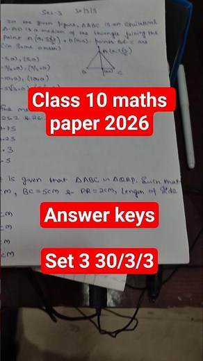 Q3 Q4 Q5 Class 10 Maths paper 2026 answer keys | Set 3 30/3/3 #answerkey #class10maths #cbse2026