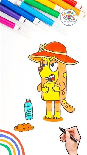 How to Draw Bluey | Bluey Chilli Angry of Messy Kids Tutorial 🌈 🐶 #bluey #howtodraw #short #angry