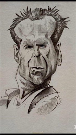 Bruce Willis Caricature Drawing | Graphite Pencil Drawing