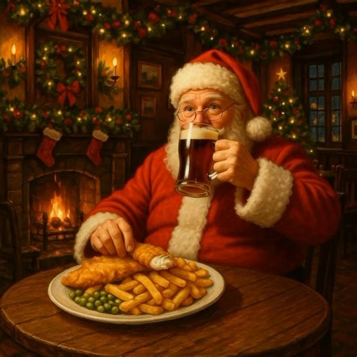 🎄 Day 20 of the Vic Graham Advent 🎄 Saturday night, done properly. Even Santa knows… after a long week, nothing beats fish & chips by the fire 🍺🍟🐟 Golden batter, chunky chips, mushy peas — and a well-earned pint to wash it down. If it’s good enough for the big man, it’s good enough for us. | Vic Graham & Son Ltd